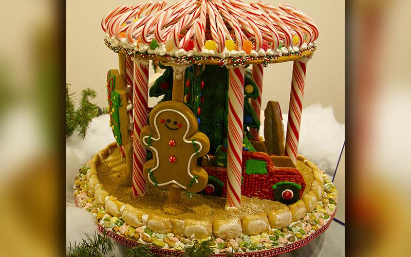Denise Burns with Wrapsody Outdoor Living snagged first place in the business category of Light Up Blue Ridge’s Gingerbread House Contest with her creation, “Carousel.” Gingerbread creations are on display at The Art Center, 420 West Main Street, Blue Ridge, through December 12.