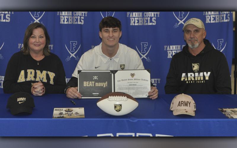 Fannin County High School senior Seth Reece furthered his academic and athletic career Wednesday, December 15, when he signed with the United States Military Academy at West Point. Reece was celebrated by family and friends during the ceremony and is shown with his parents Karen and Greg Reece.