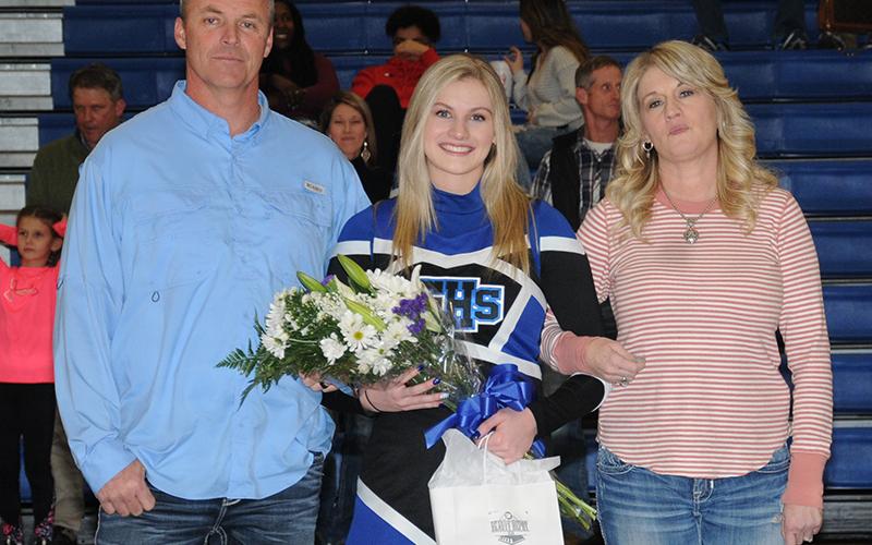 Elizabeth Ann Arp is a Cheer captain and has taken part in cheerleading at Fannin County High School for four years. Escorted by parents, Bryan and Bobbie Jane Arp, she was honored during Senior Night at Fannin County High School Friday, January 7.