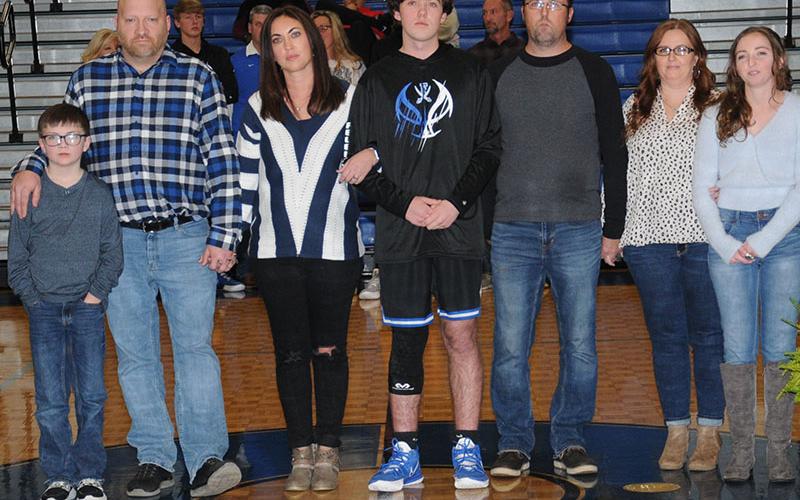 Jordan Bennett, a four-year Fannin County Rebel and member of the varsity basketball team for three, was among the seniors honored Friday night, January 7, at the Fannin County High School gym. He was escorted by  Reagan Young, Erik Bennett, Alison Bennett, Ashley Sparks, Caleb Sparks and Zander Sparks.