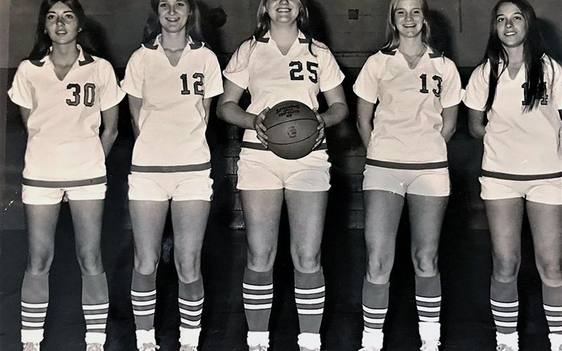 Patty Callihan, third from left, is shown with her West Fannin teammates, from left, Shirley Buchanan, Pat Chancey, Becky Zachary and Eva Jean Welch.