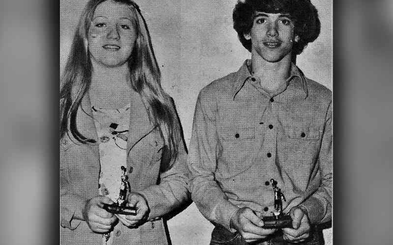 Patty Callihan is shown with Jeff Turner, 1975 Region 8A West All Tournament selections.