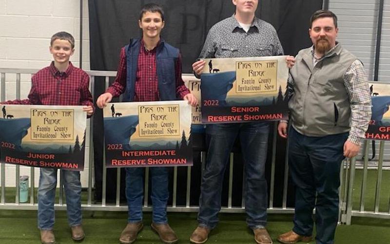 Shown during Pigs on the Ridge are,  from left, Brenden Matteson, Ethan Deal, Slade Epperson and Kam Childers.