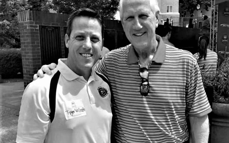 Charles Tyger Vollrath is shown with Universtiy of Georgia coach Ray Goff in 2019.