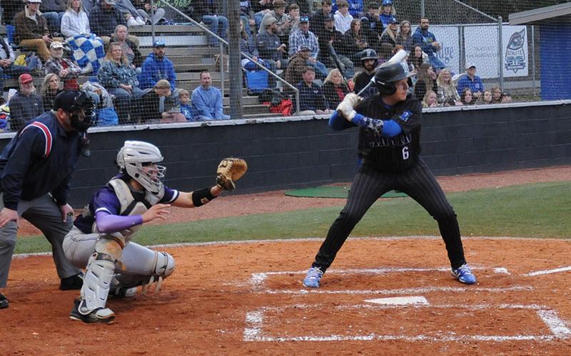 Fannin County’s Jake Kuna waits patiently on a pitch in baseball action earlier this season.