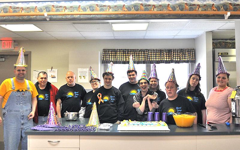 Shown celebrating Mineral Springs Center’s 49th Anniversary, from left, are Alec McClure, Kevin Turner, Robbie Conley, Brandon Craig, Jonathan Waters, Michael Elliott, Izak Stone, Karen Kinchen, Jay Jenkins, Ansley Price and Amanda King.