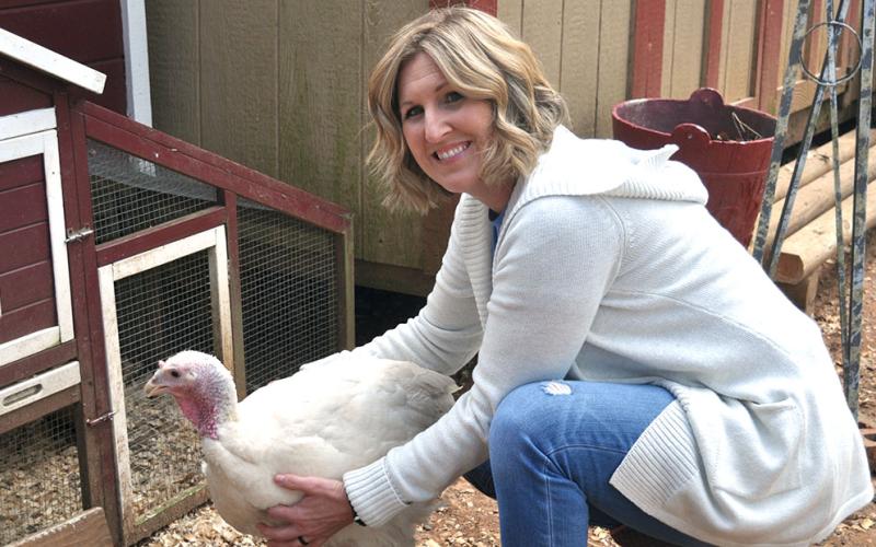 Shown is Jennifer Criteser with Haven, a rescue turkey who was “owner surrendered” to be in a better environment.