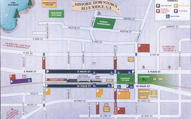 This map identifies available parking within the Central Business District.