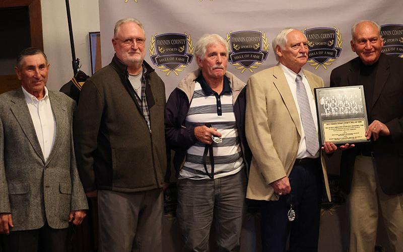 The East Fannin 1965 to 1966 boys team members were presented with medals as a token of induction into the Fannin County Sports Hall of Fame April 9.