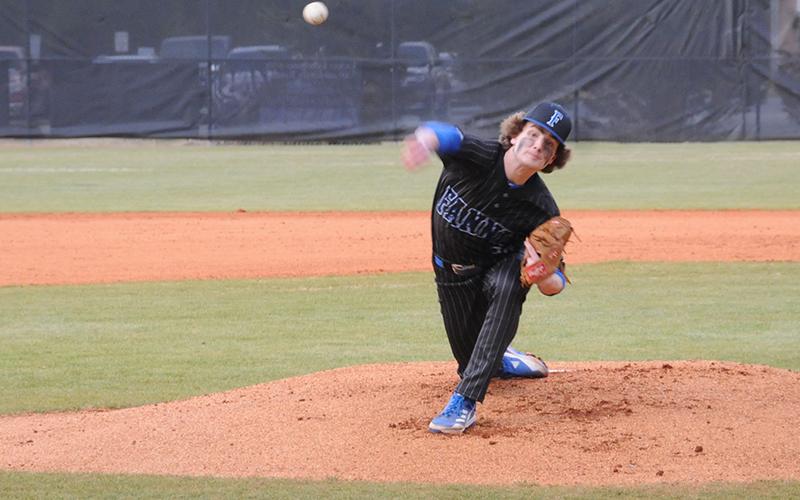 Rebels Senior Jason Pearson throws a pitch in recent action for the Fannin County baseball team.