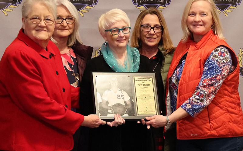 Patty Callihan’s plaque was received by family and teammates at the Sports Hall of Fame Ceremony April 9.