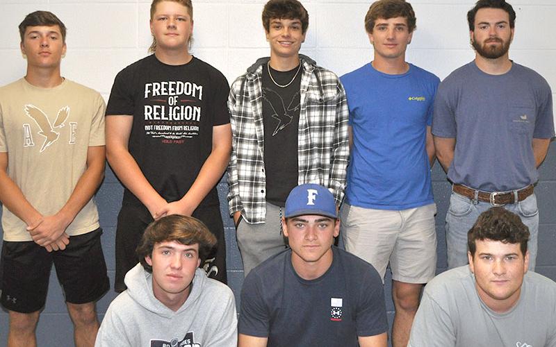 The Fannin County HIgh School baseball All-Region Selections for Region 7AA. Shown are, top from left, Bryson Holloway, Jake Kuna, Hayden Danner, Jason Pearson and Sawyer Moreland and bottom from left, Jordan Bennett, Connor Martin and Chance Stacey.