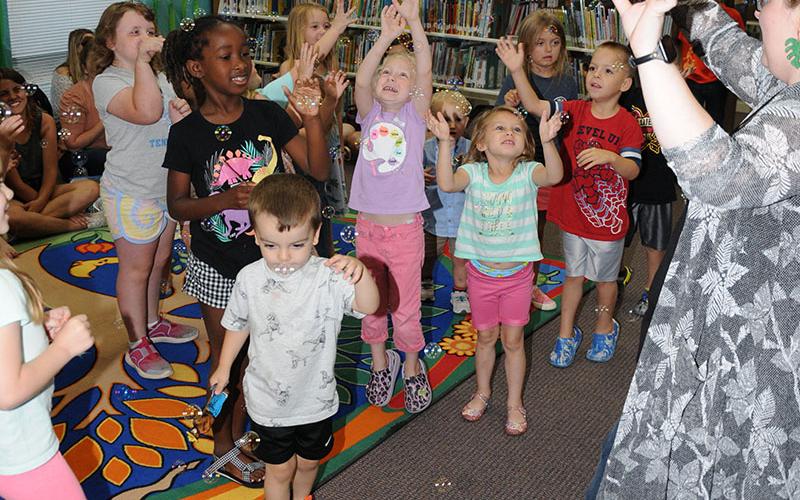 Children loved Hannah Loudermilk’s bubble fish during story time at the Summer Reading Program. Loudermilk is the Fannin County Public Library’s youth services specialist.