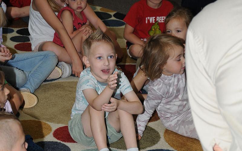 This young man was full of knowledge and questions during “Snakes Alive” at the Fannin County Public Library.