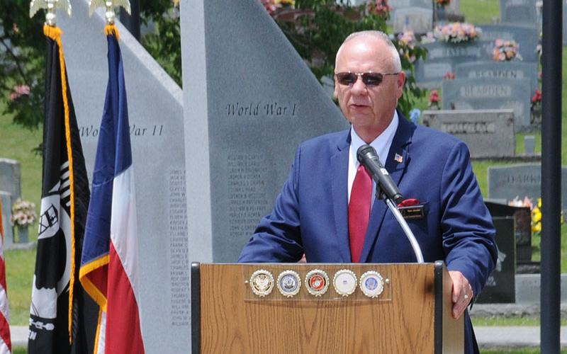 The Rev. Dr. Tom Jordan was the featured speaker for the Memorial Day ceremony Monday, May 30, at Veterans Memorial Park .