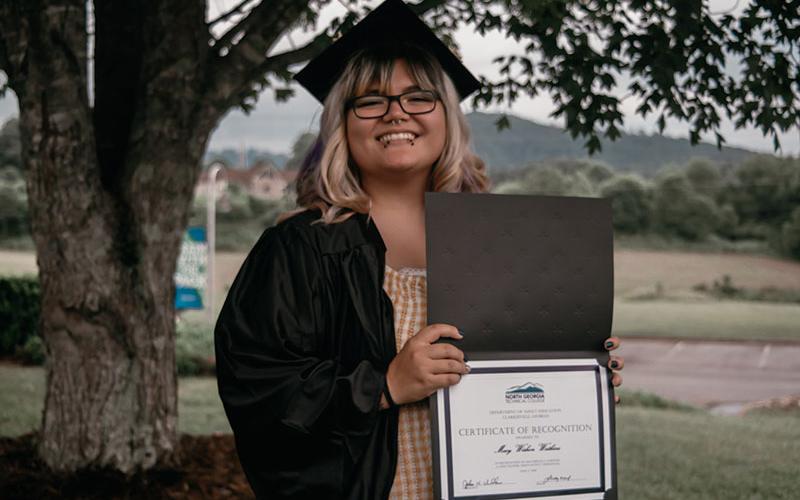Macy Watkins graduated from North Georgia Technical College, in partnership with Fannin Literacy Action Group, June 7.