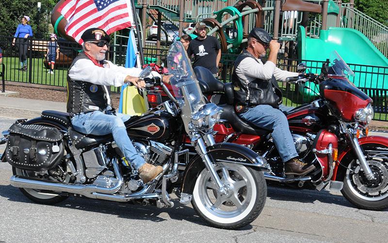 Members of the Combat Veterans Motorcycle Association showed their patriotism during the parade held July 4 in Blue Ridge. Following the event, they moved on to the Independence Day Ceremony at Veterans Memorial Park.