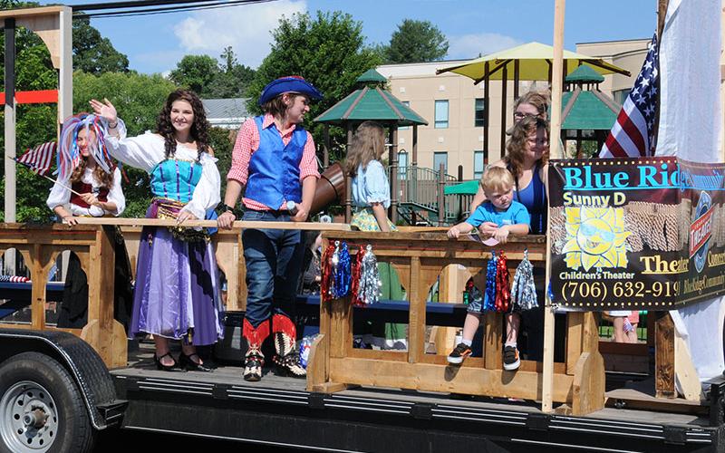 Members of the Sunny D Children’s Theater at Blue Ridge Community Theater dressed especially for the Old Timers Parade July 4 through downtown Blue Ridge.