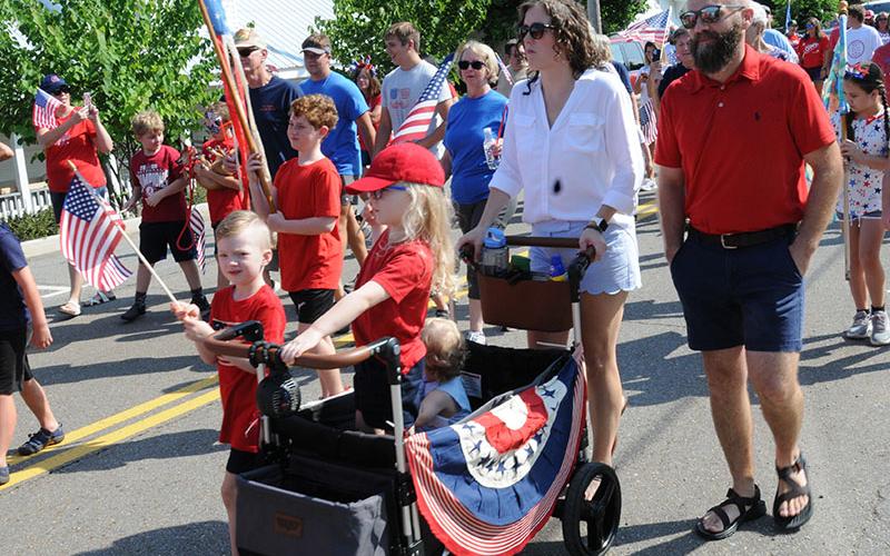 Plenty of red, white and blue could be seen at the Walking Parade down Ducktown’s Main Street.