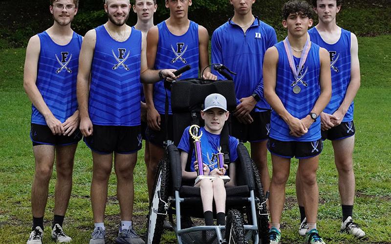The Fannin County High School Boy’s Cross Country team was photographed after their race at Meek Park Tuesday, August 30. Shown are, front left, James Kyle, Sam Jabaley, Luke Callihan, Benjamin Bloch, Brady Smith, Gavin Davis, Zechariah Prater and Connor Kyle.