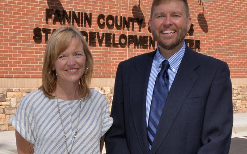 Shannon Miller has been chosen to become the next superintendent of Fannin County schools. She is shown with current Superintendent Dr. Michael Gwatney.