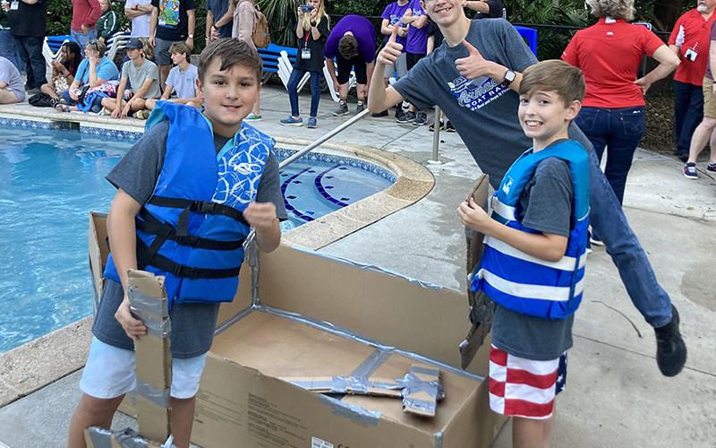 The Fannin County High School and Fannin County Middle School Technology Student Association members are back from a successful trip to Jekyll Island for the TSA Fall Conference. Shown are members of the middle school cardboard boat team, from left,  Mahlon Lunsford, James Burrell and Will Hood.