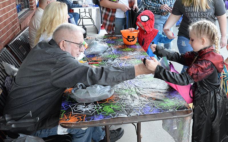 McCaysville Mayor Thomas Seabolt was on hand passing out candy during the Halloween Safe Zone.