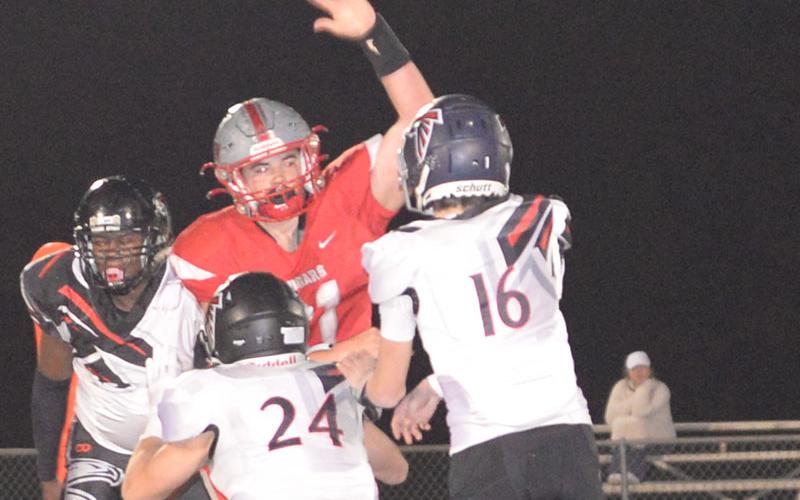 Region 3A Lineman of the Year Addison Hook rushes the passer for Copper Basin’s Cougars.