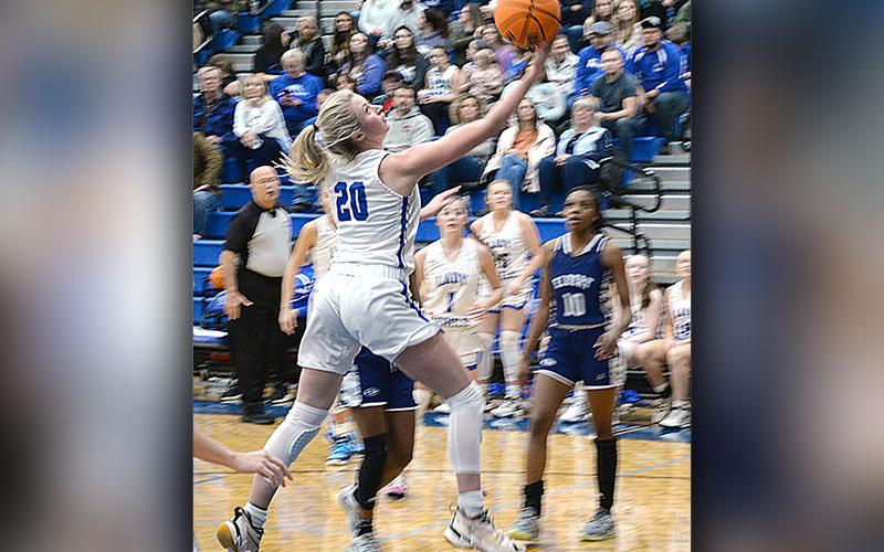 Lady Rebels’ Senior Ava Queen goes up for a reverse layup in recent action for the Lady Rebels Basketball team. The Lady Rebels will host 7AA Region Opponent North Murray Friday, January 20 at 7 p.m. then travel to Elbert County Saturday, January 21 to play at 2 p.m.