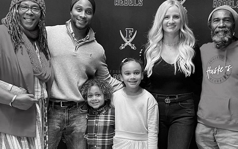 The Allen family smiles together. Shown are, from left, mother Sonia, Avram Allen, Liam Allen, Londyn Allen, wife Hannah Allen and father Anthony.