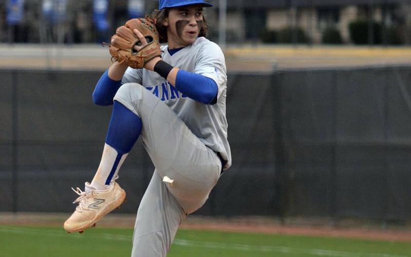 Rebel Bristol Hughes winds up for a pitch in recent Fannin baseball action.