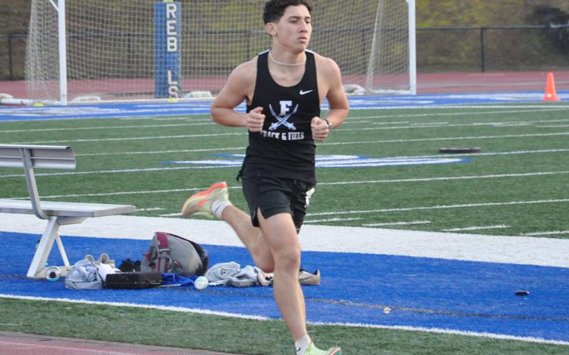 Zechariah Prater paces himself in a recent 3200 meter run for the Fannin County Track and Field Team.
