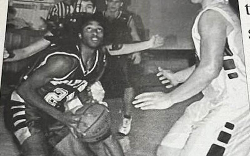 Allen looks for a shot during a basketball game at Fannin County High School during his high school career.