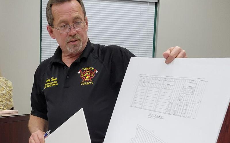 Fire Chief Larry Thomas unveiled the plans for the new Fire Station 5 when the Fannin County Board of Commissioners met Tuesday, February 28. The station, to be located at the intersection of Madola and Queen roads, will be paid for with Special Purpose Local Option Sales Tax (SPLOST) dollars.