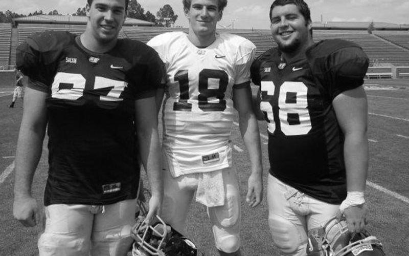 Bryant Meeks, left, is shown with his teammates at Georgia Southern University in Statesboro, Georgia.