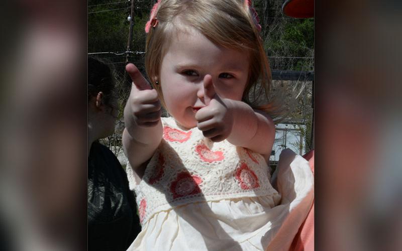 Chanley Panter gave the Easter Egg hunt at Toccoa River Park in McCaysville two thumbs up. While rain dampened many of this past weekend’s egg hunts, the McCaysville event was held a week earlier.