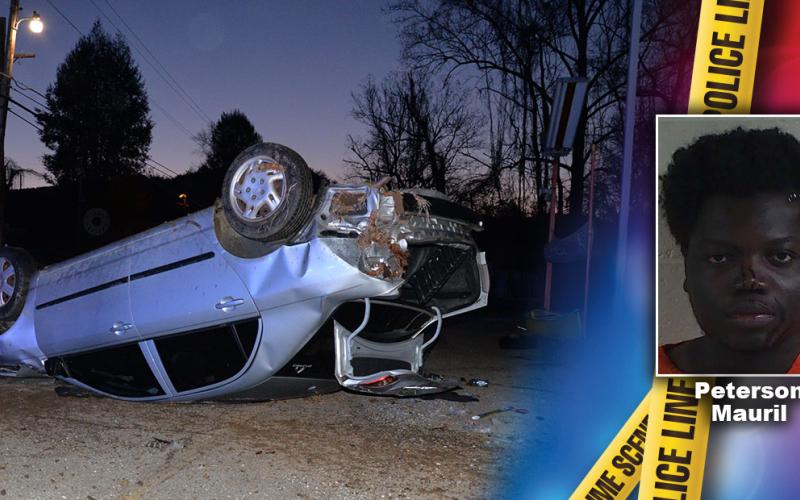 The driver of this Toyota remains held without bond after ramming another car early last Wednesday morning.