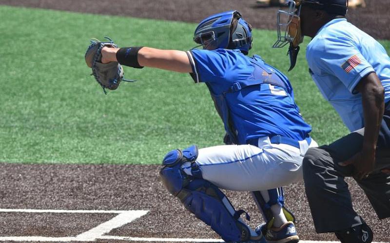 Senior Hayden Danner makes a catch in the GHSA State Playoff game against Fellowship Christian School Monday, April 24.