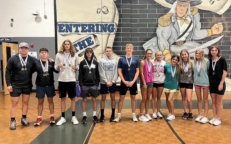The Fannin County High School track and field teams had many athletes medal in the Region 7AA meet at Gordon Central High School Monday, April 24. Shown are, from left, Matthew Crowder, Zechariah Prater, Grayson Willis, Bill Stiles, Nate Smith, Gage Bryan, Reigan O’Neal, Carlee Holloway, Karli Sams, Ava Acker, Lindsey Holloway and Caylee Gaddis.