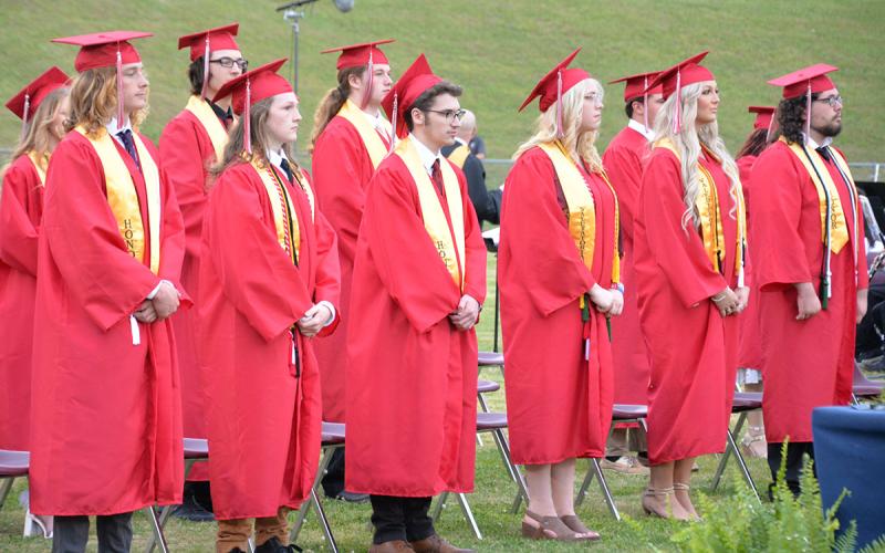 Graduates wait patiently for their names to be called during the ceremony at Copper Basin High School Thursday, May 18. Principal Holly Smith encouraged the graduates to “Stand firm for what you believe and never lose confidence.”