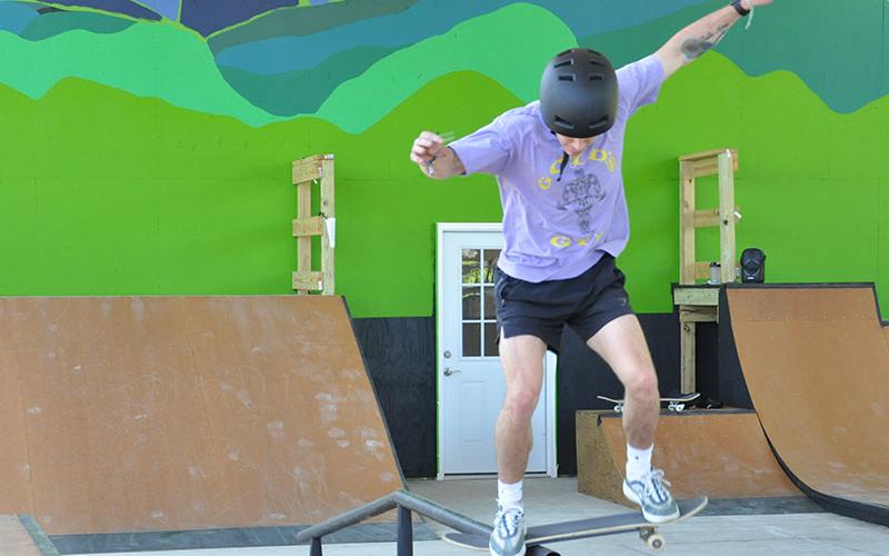 Skater Andrew Jones shows off his skills on the pipe at Syd’s Place. Jones is the brother of Sydnie and plans to frequent the park. The Grand Opening of Syd’s Place will be Saturday, May 6.