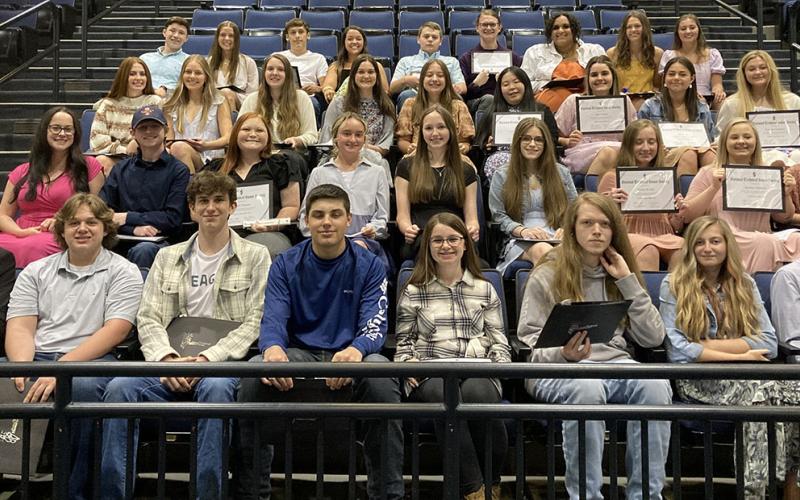 These Fannin County High School juniors were inducted into the National Technical Honor Society at the Performing Arts Center at FCHS last week.