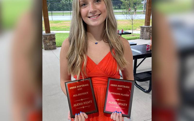 Alexis Hyatt is shown with her All District and Offensive Player honors.