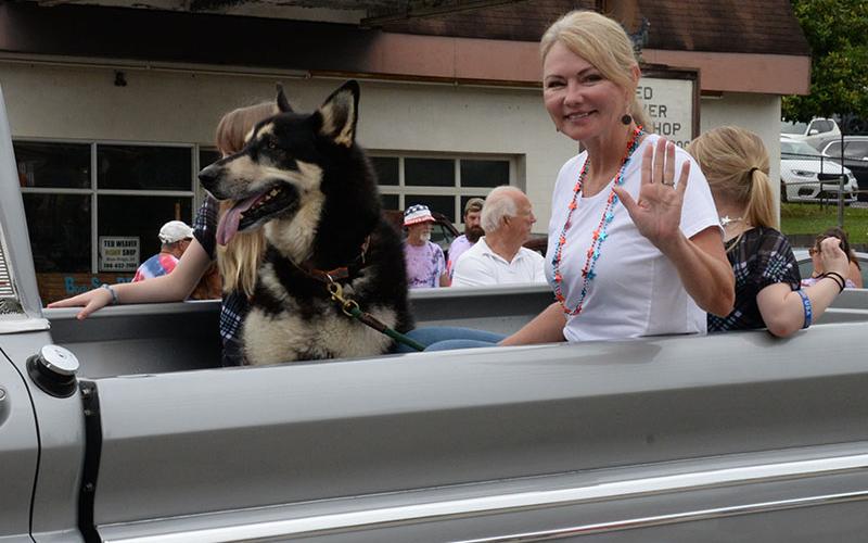 Blue Ridge Mayor Rhonda Haight and her special friend enjoyed the Saturday parade.
