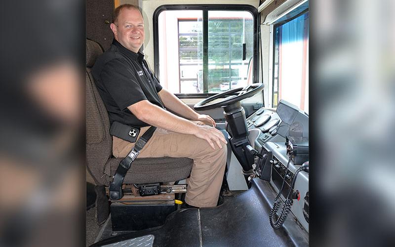 Deputy EMA Director Patrick Cooke is shown in the driver’s seat of Fannin County’s new Mobile Command Center, which is available for all public safety services to use.
