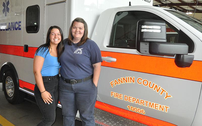 Sydney Chastain, left, is shown with the subject of her personality profile, Fannin County Emergency Medical Services Director Becky Huffman.