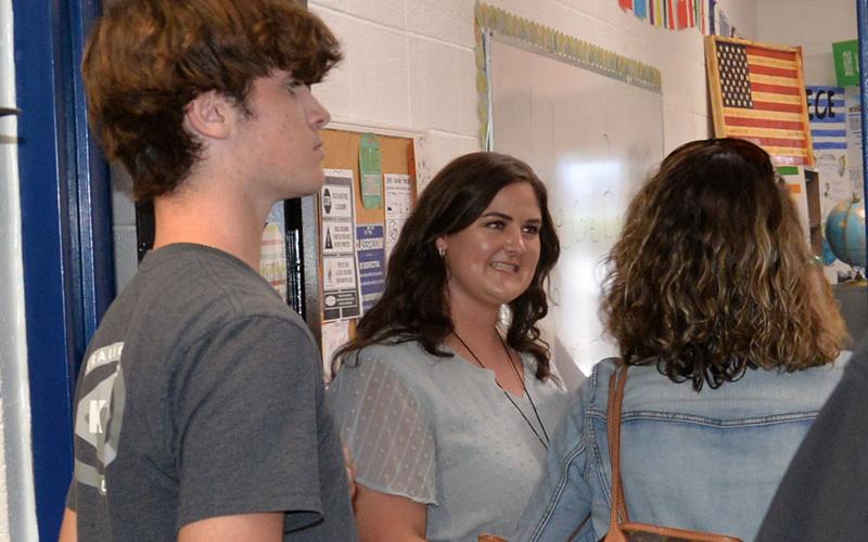 Ginger Thompson welcomed incoming freshmen to her classroom at Fannin County High School last week. Students heard requirements and rules from each of their new teachers.