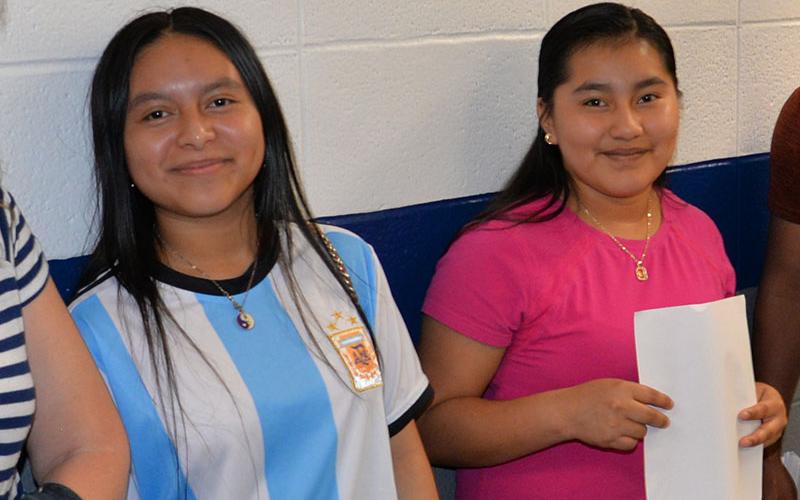 Delmy Saqui-Sacul and Lesly Sacul-Ical were all smiles as they waited to meet one of their new teachers during a special open house for incoming freshmen and their parents at Fannin County High School.