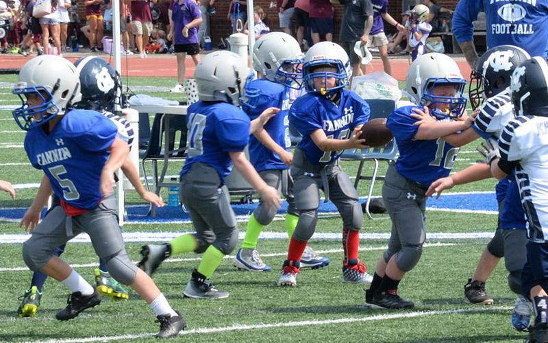 Fannin County High School hosted multiple recreation games Saturday, August 12. Shown are, from left, Robby Evans, Eli Payne, Miller Gryzenia, Parker Mathews and Samuel Kochish.