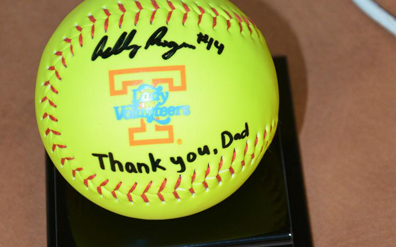 This softball honoring Loring Rogers and signed by his daughter, Ashley, was presented to Copper Basin High School last week.